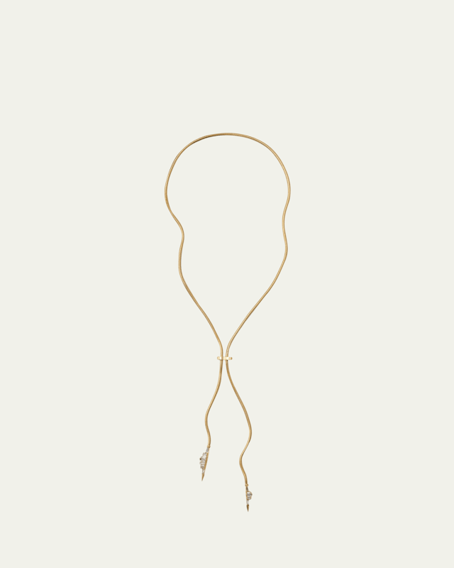 Ruched Bolo Necklace with Tapered Baguette Diamonds